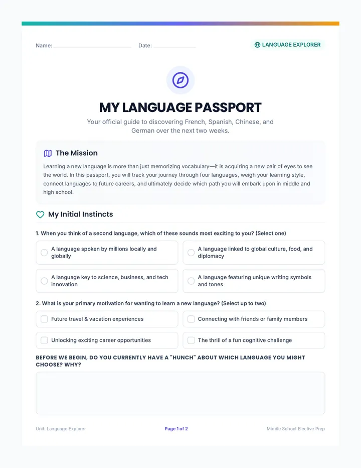 Language Passport Workbook