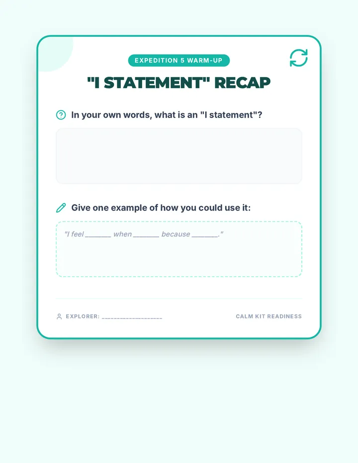 I Statement Recap Warm Up
