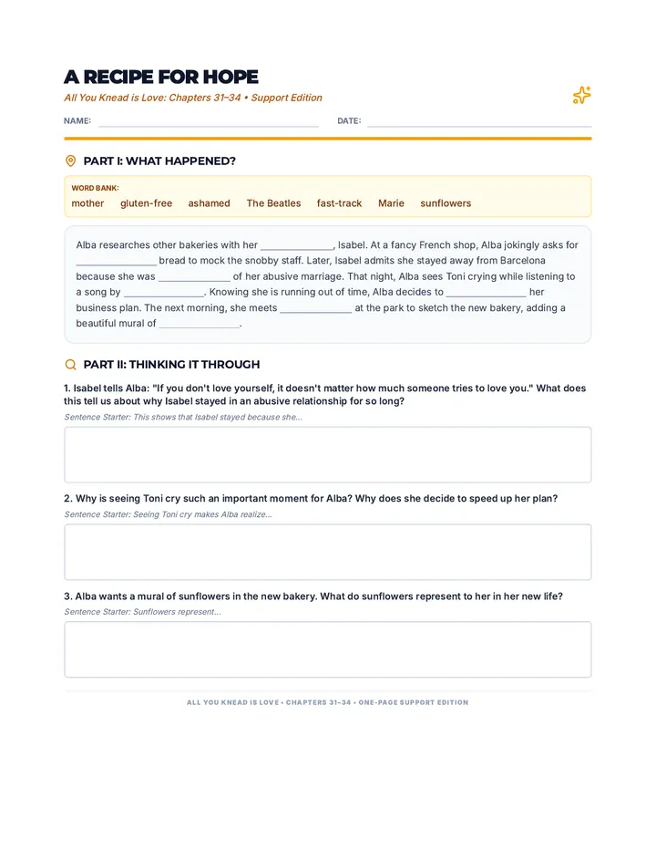 All You Knead Worksheet