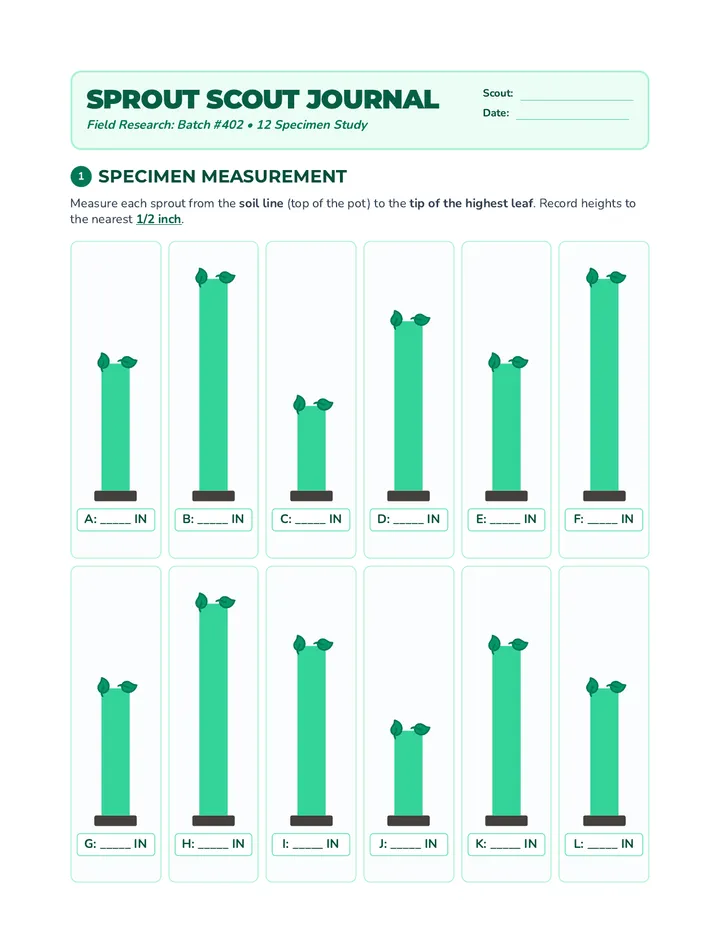 Sprout Scout Journal Worksheet