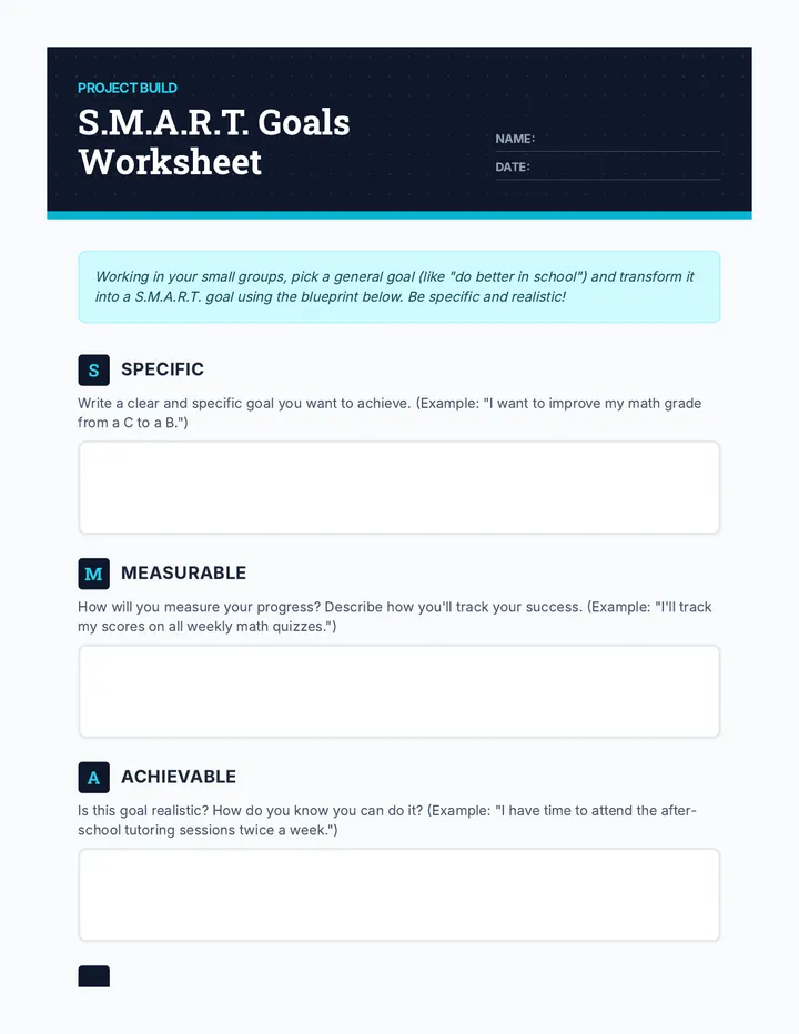 SMART Goals Worksheet