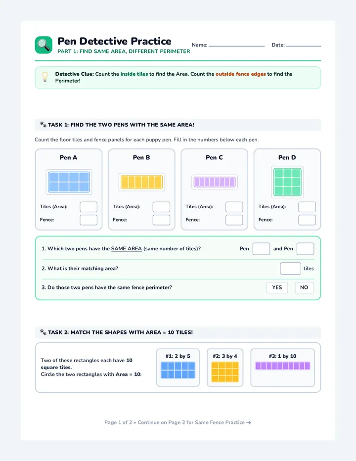 Pen Detective Practice Worksheet