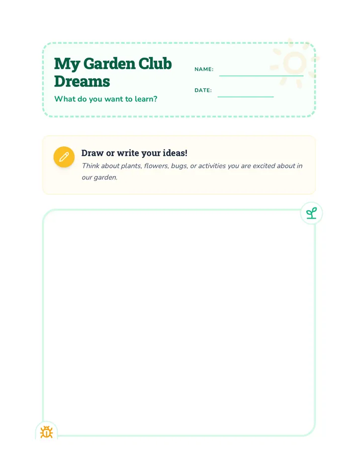 Garden Club Interest Worksheet