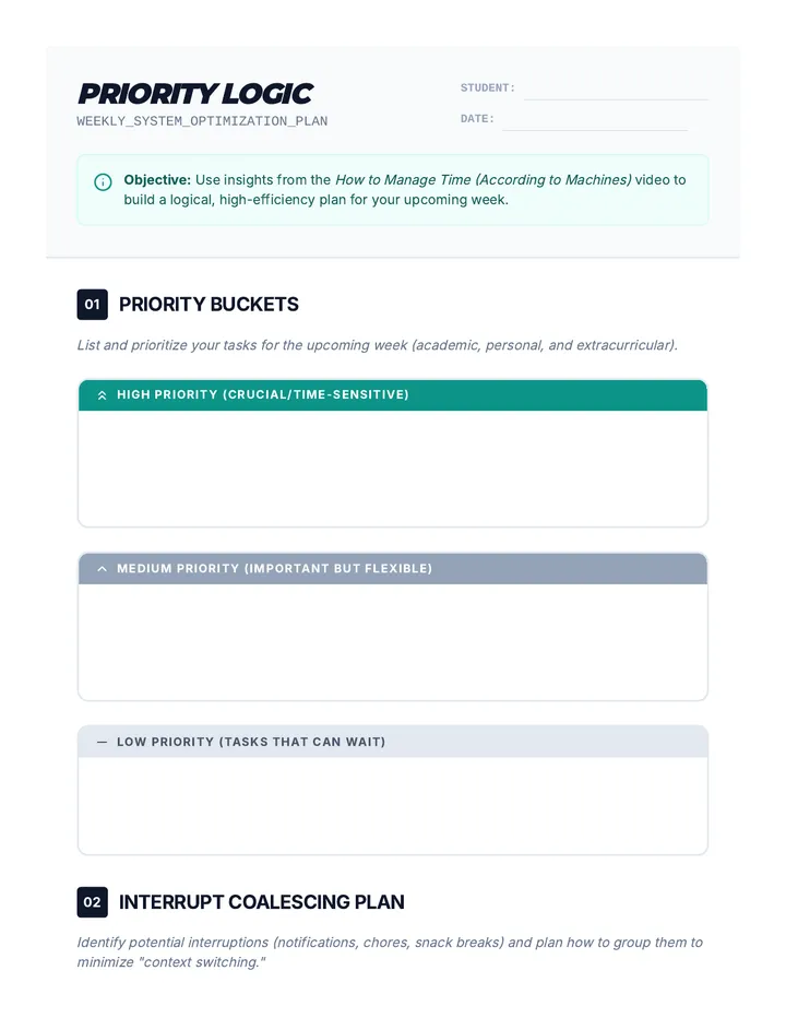 Priority Logic Worksheet