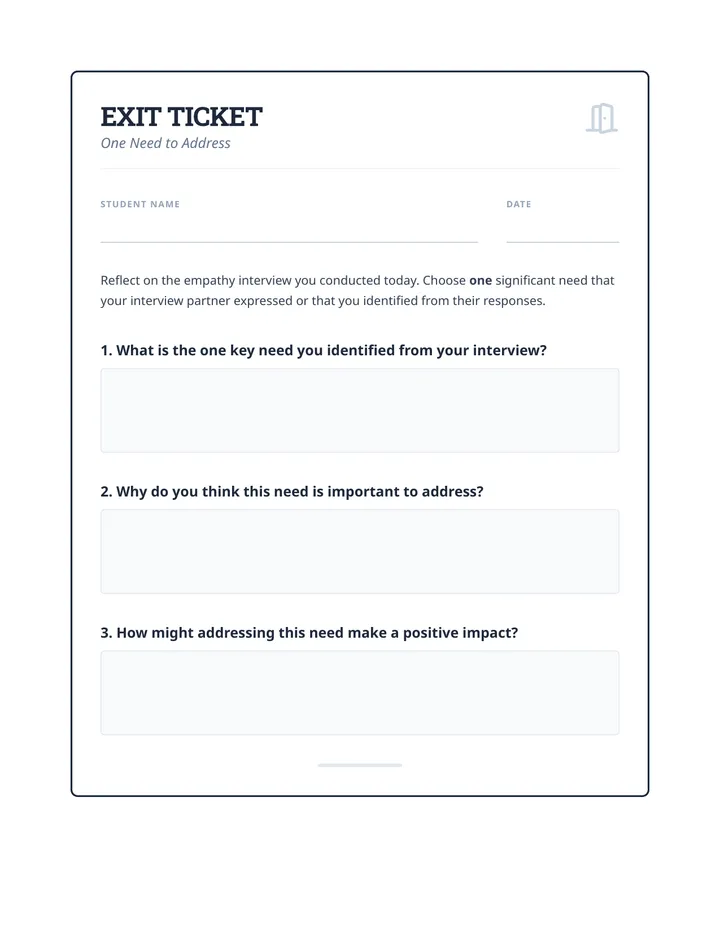 One Need Exit Ticket