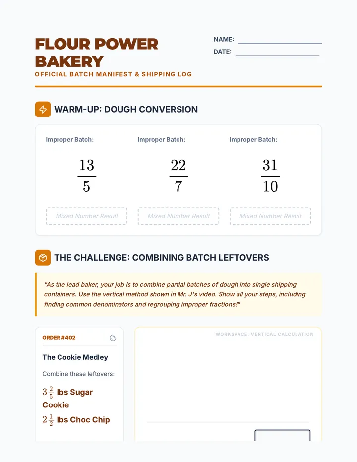 Bakery Challenge Worksheet