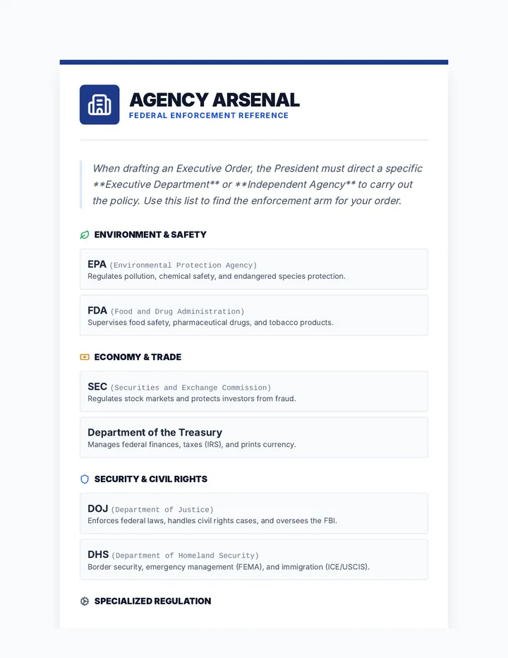 Agency Arsenal List
