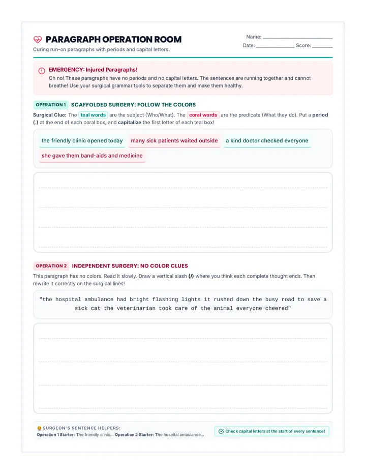 Paragraph Fix It Worksheet