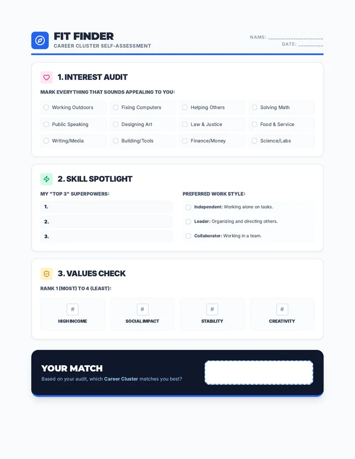 Fit Finder Worksheet