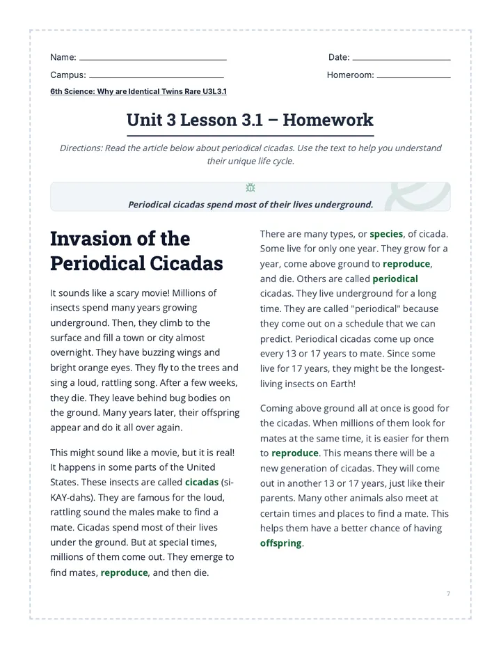 Cicada Invasion Homework Simplified