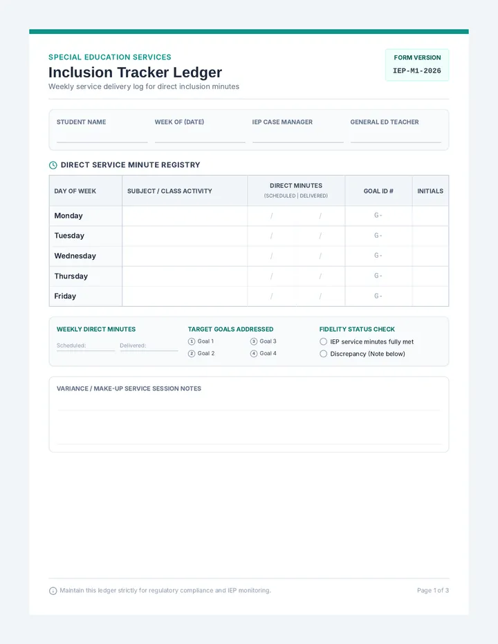 Inclusion Tracker Ledger