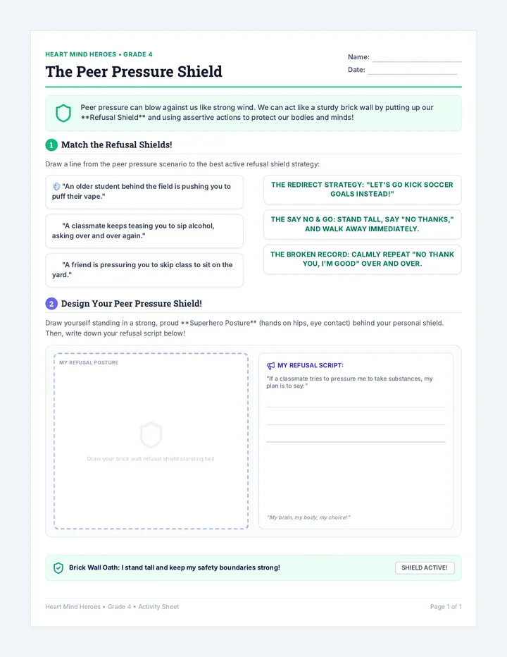 The Peer Pressure Shield Worksheet