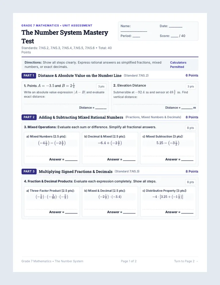 Rational Numbers Test