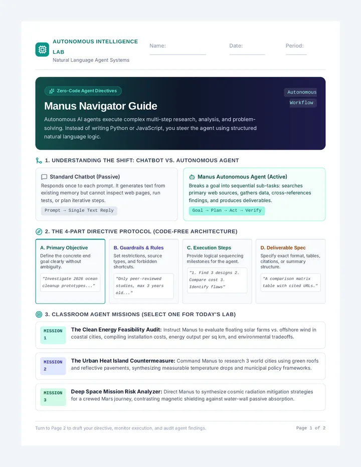 Manus Navigator Activity Sheet