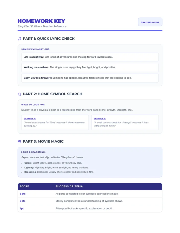 Silver Screen Homework Key