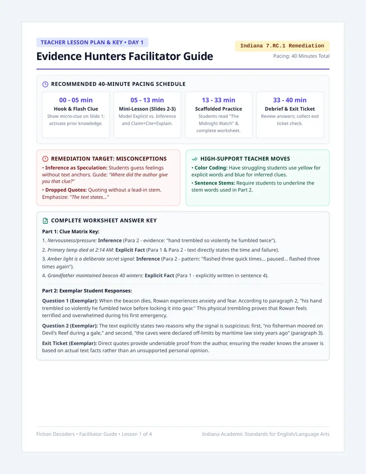 Evidence Hunters Teacher Guide