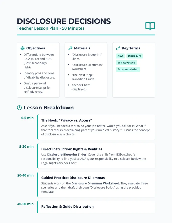 Disclosure Decisions Lesson Plan