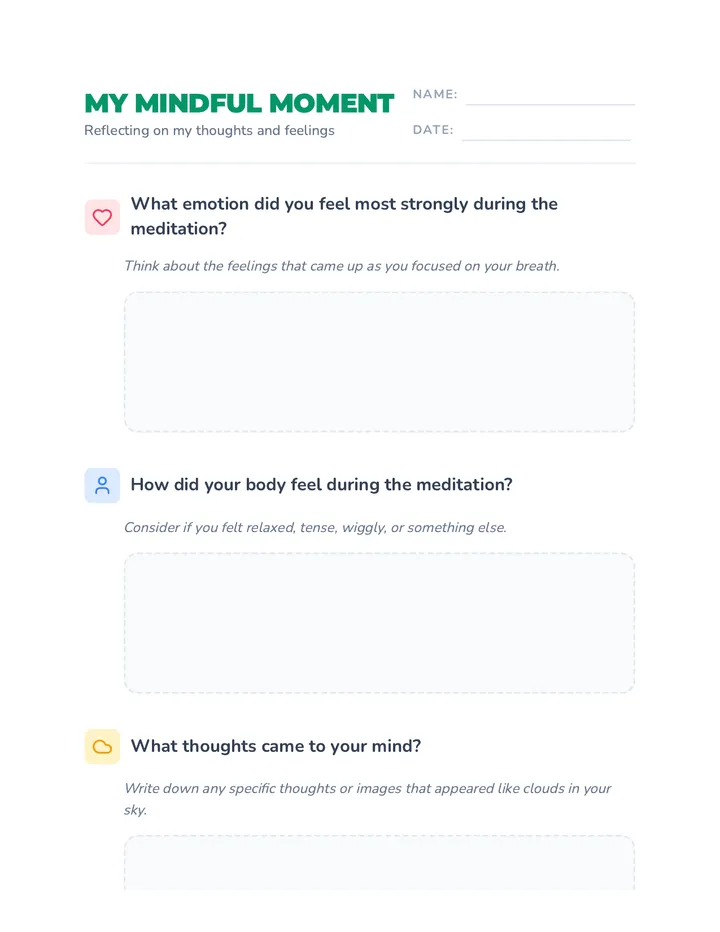 Mindful Journaling Worksheet