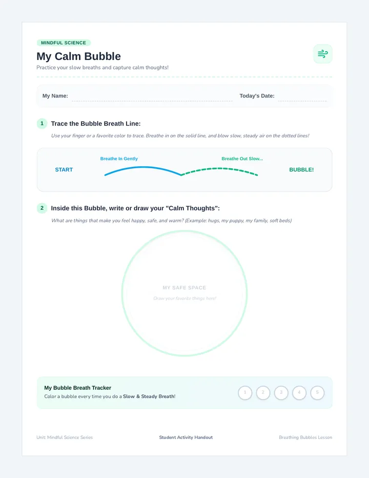 Calm Bubble Activity Sheet