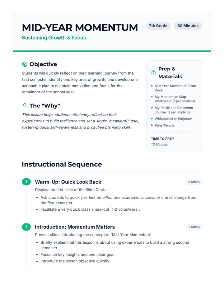 Mid-Year Momentum Lesson Plan