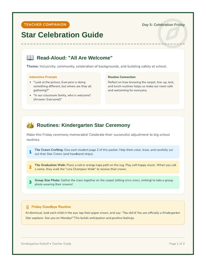 Kindergarten Star Packet