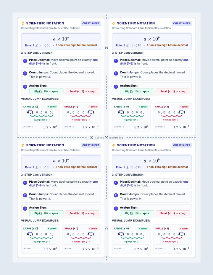 Scientific Notation Cheat Sheet