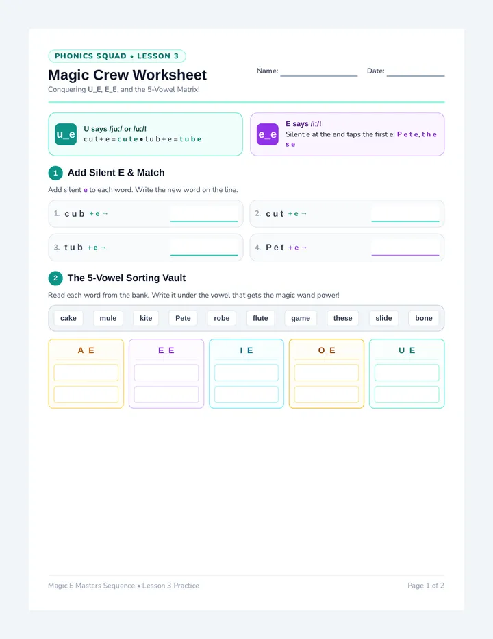 Magic Crew Worksheet