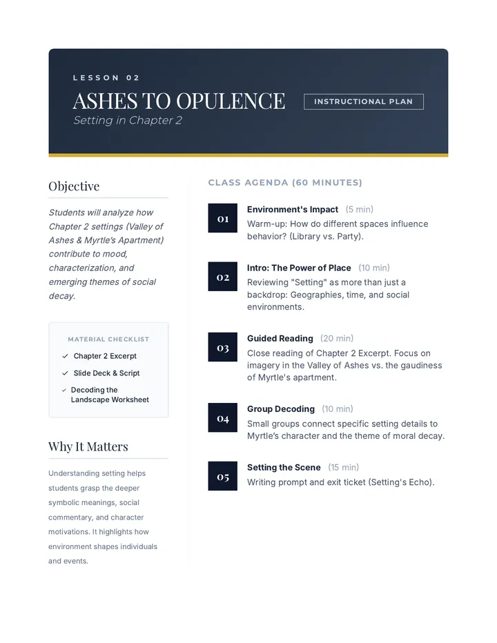 Ashes to Opulence Lesson Plan