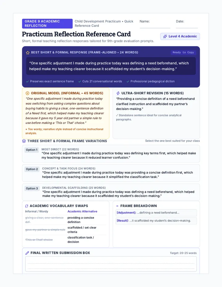 Formal Response Reference Card
