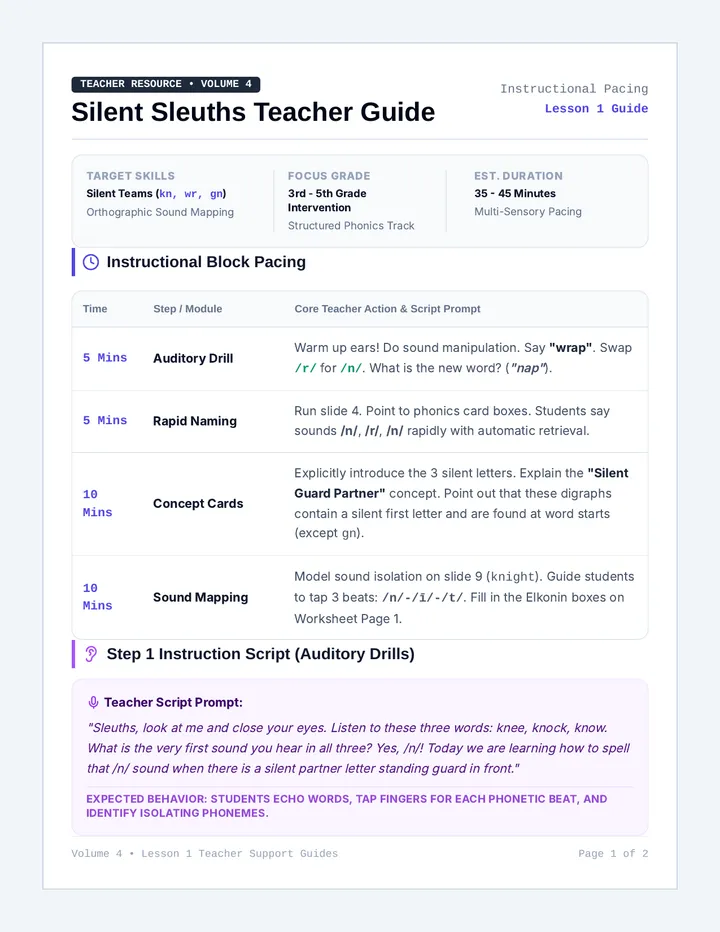Silent Sleuths Teacher Guide