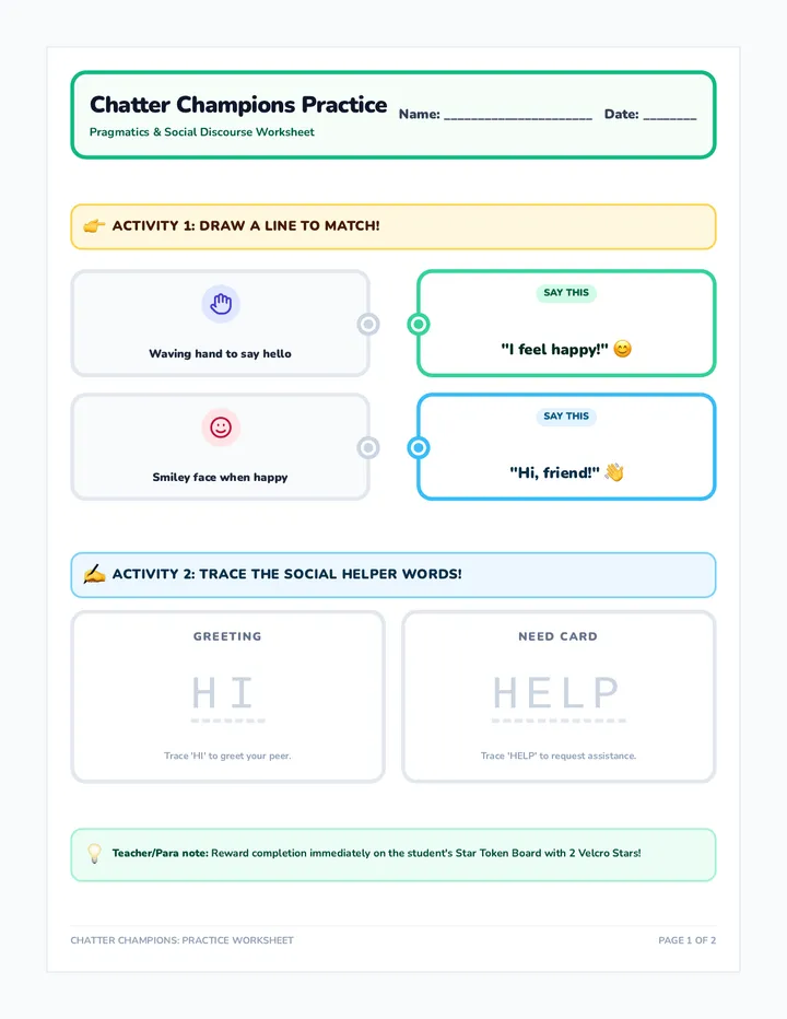 Chatter Champions Practice Worksheet