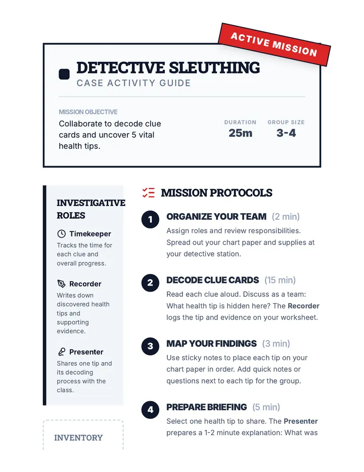 Detective Sleuthing Activity Guide