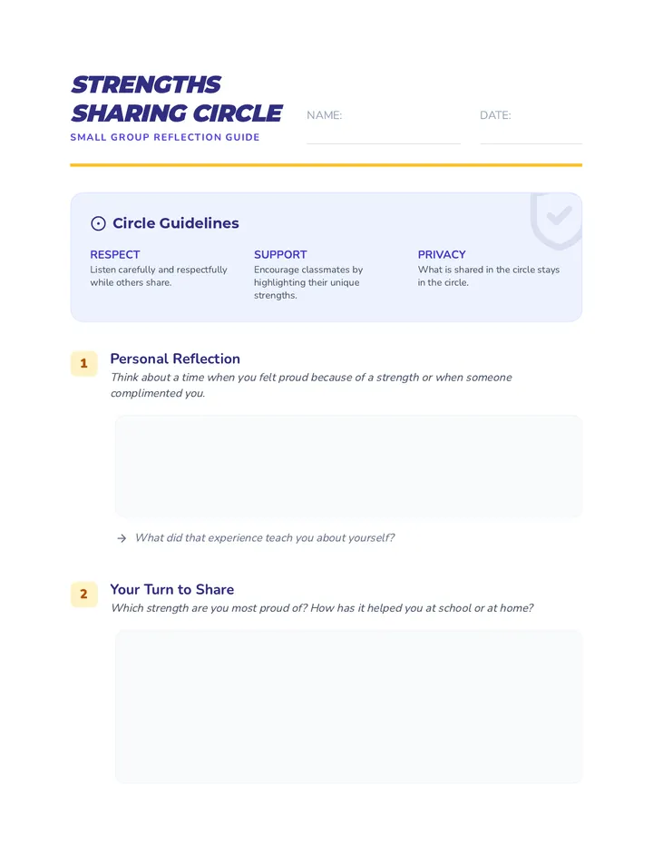Strengths Sharing Circle Reflection