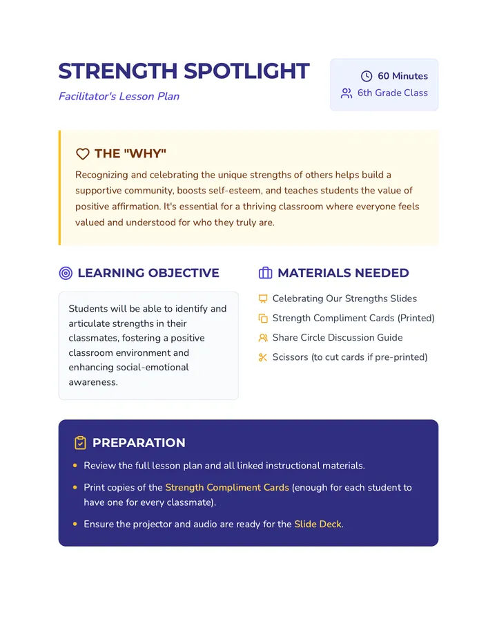 Peer Strength Spotlight Plan
