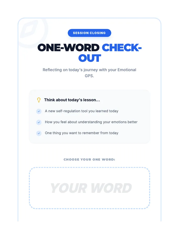 One-Word Check-Out Activity