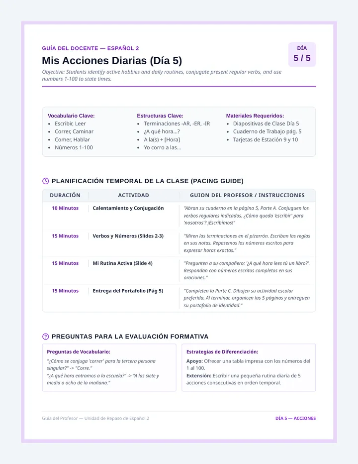 Acciones Diarias Profesor Guia
