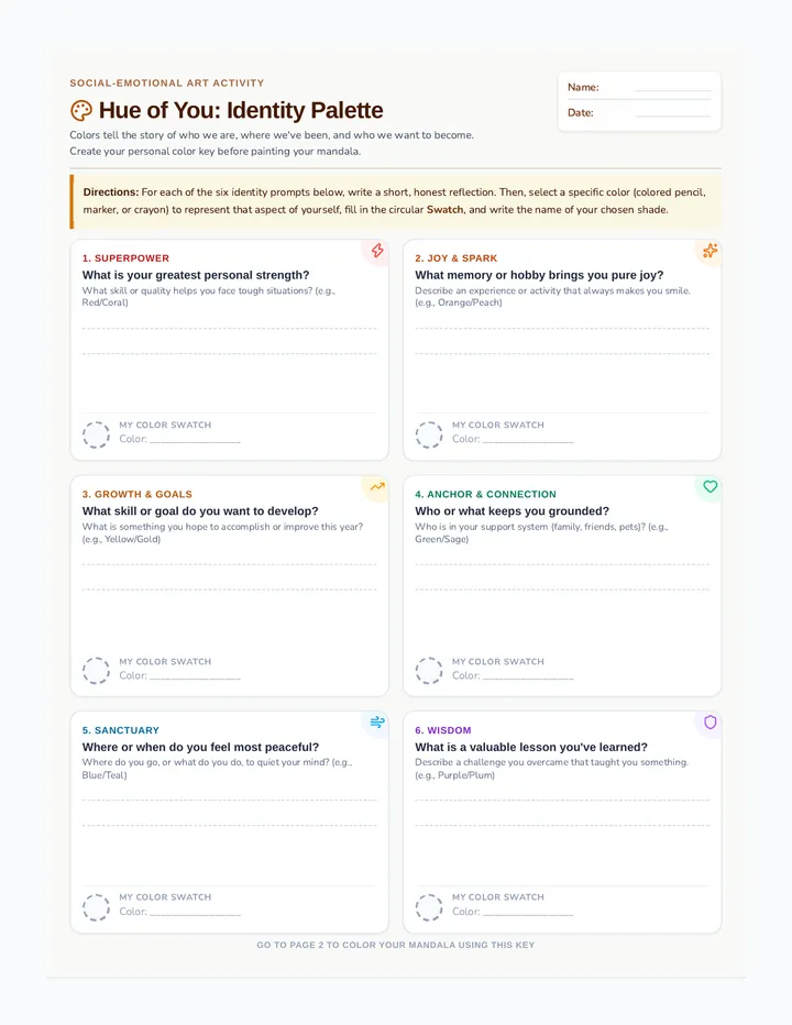 Hue of You Worksheet