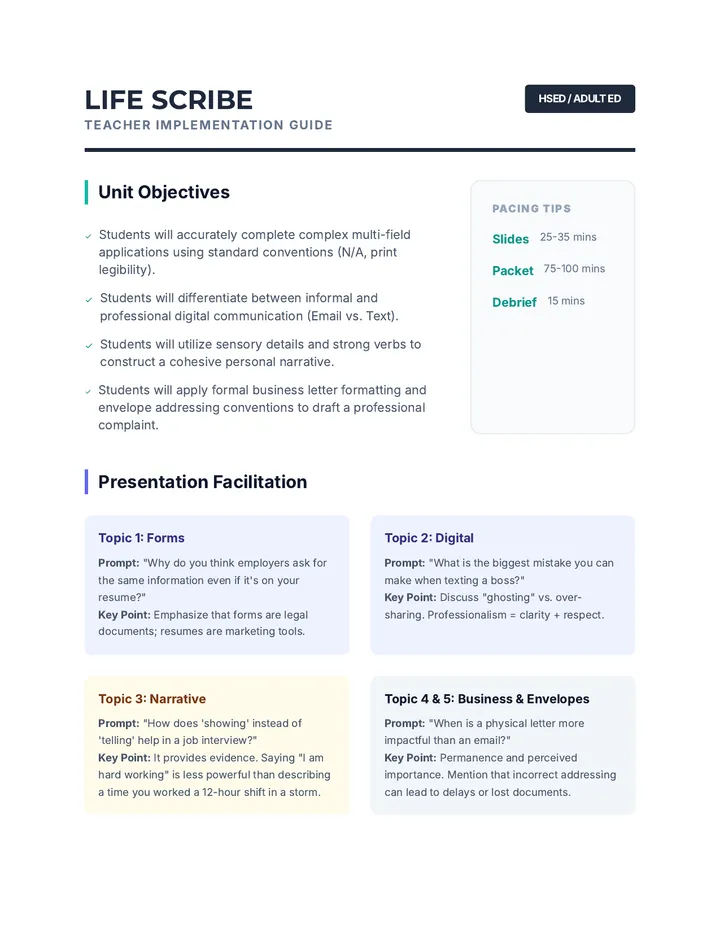 Scribe Teacher Guide
