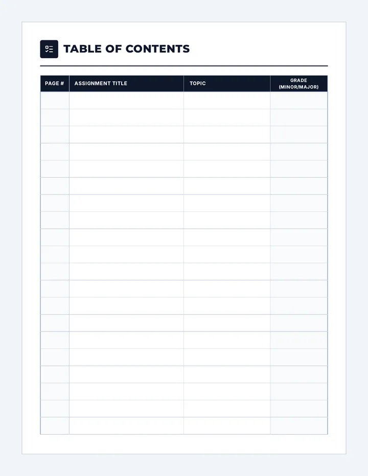 Science Binder Organizer Document
