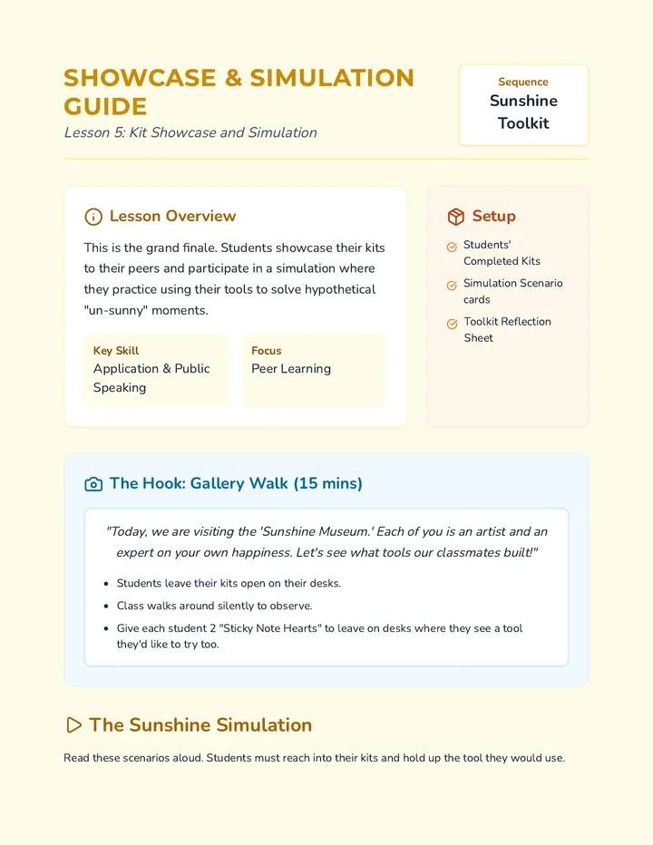 Showcase Simulation Teacher Guide