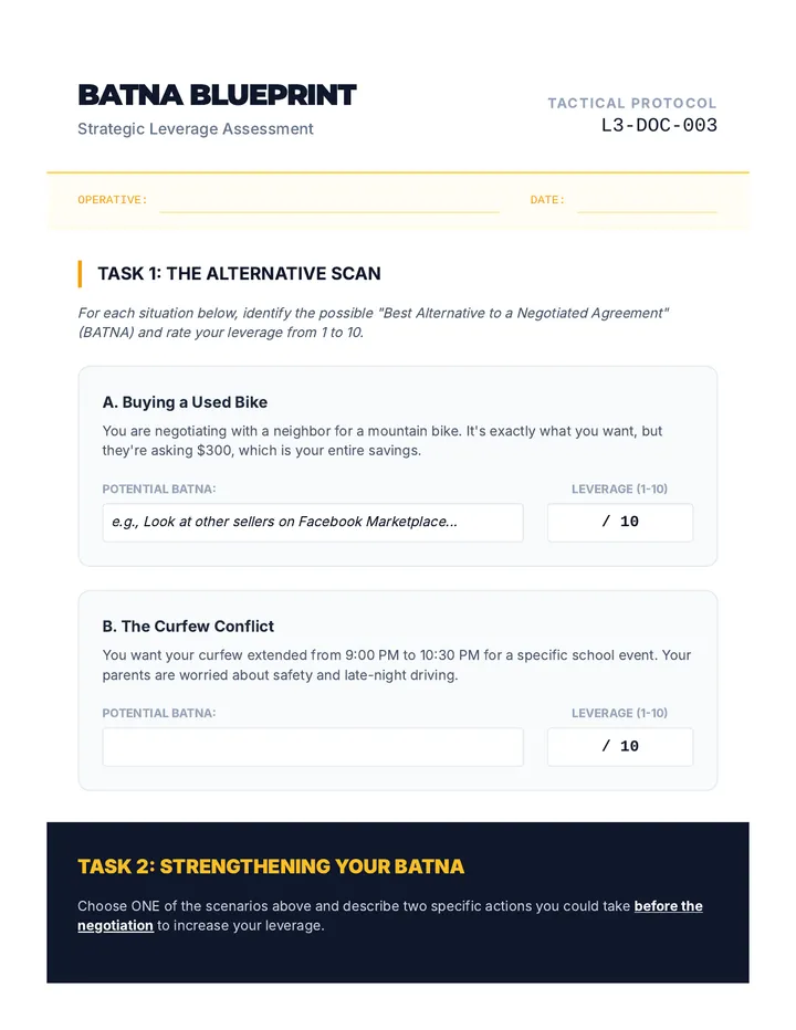 BATNA Blueprint Worksheet