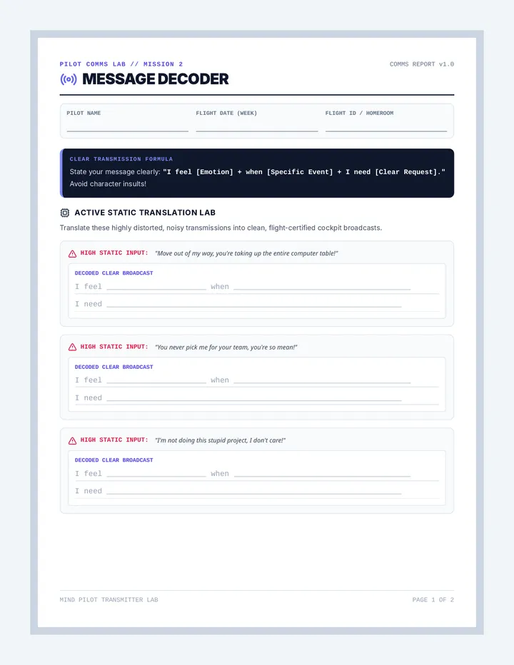 Message Decoder Worksheet
