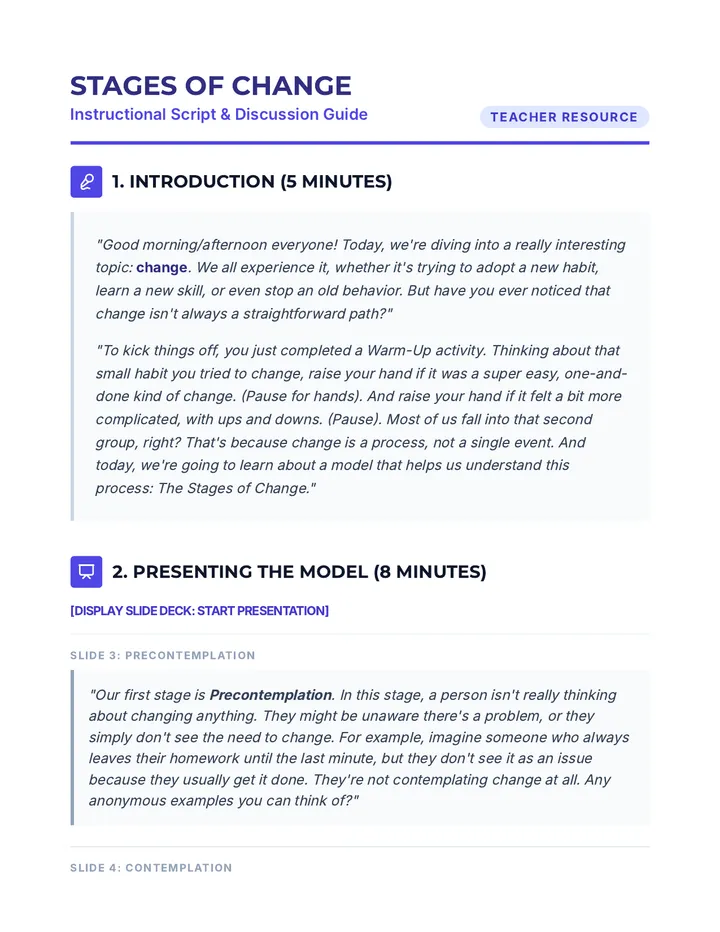 Stages of Change Script