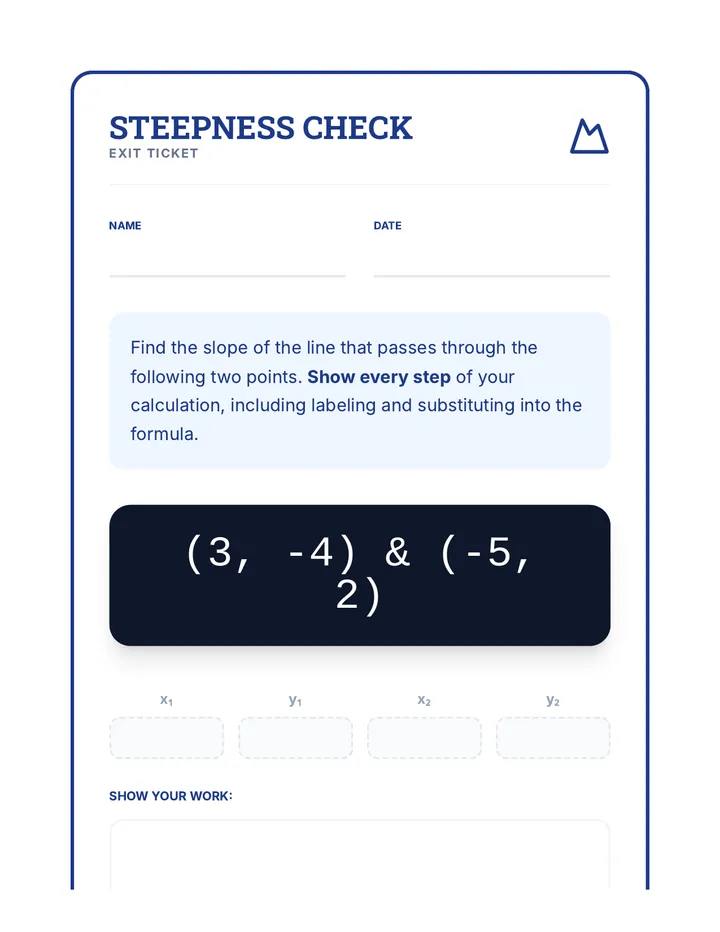 Steepness Check Exit Ticket