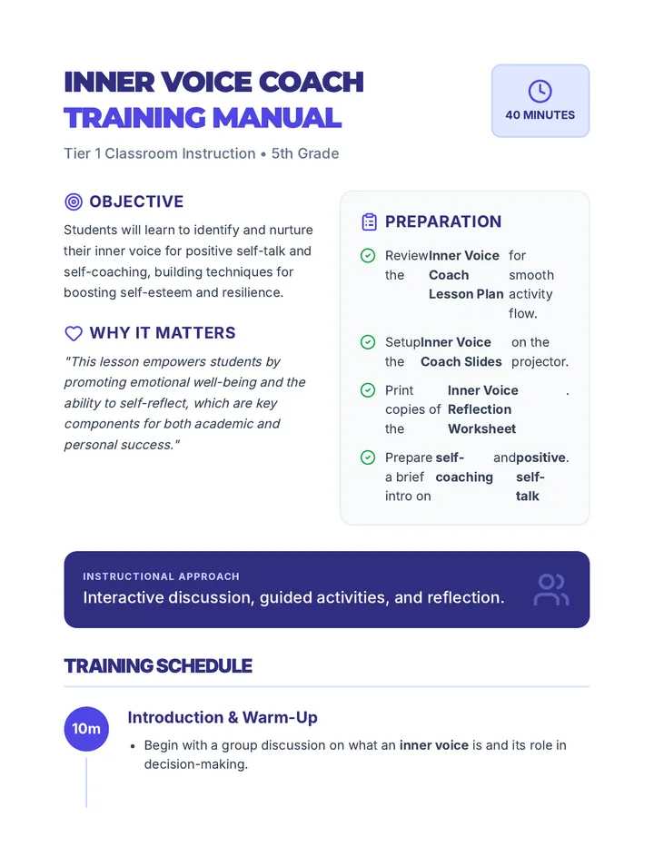 Inner Voice Lesson Plan