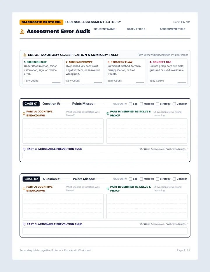 Error Audit Worksheet