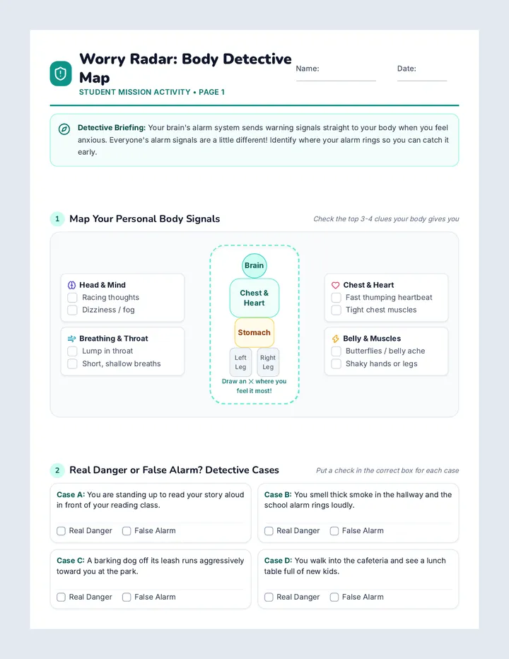 Worry Clues Activity