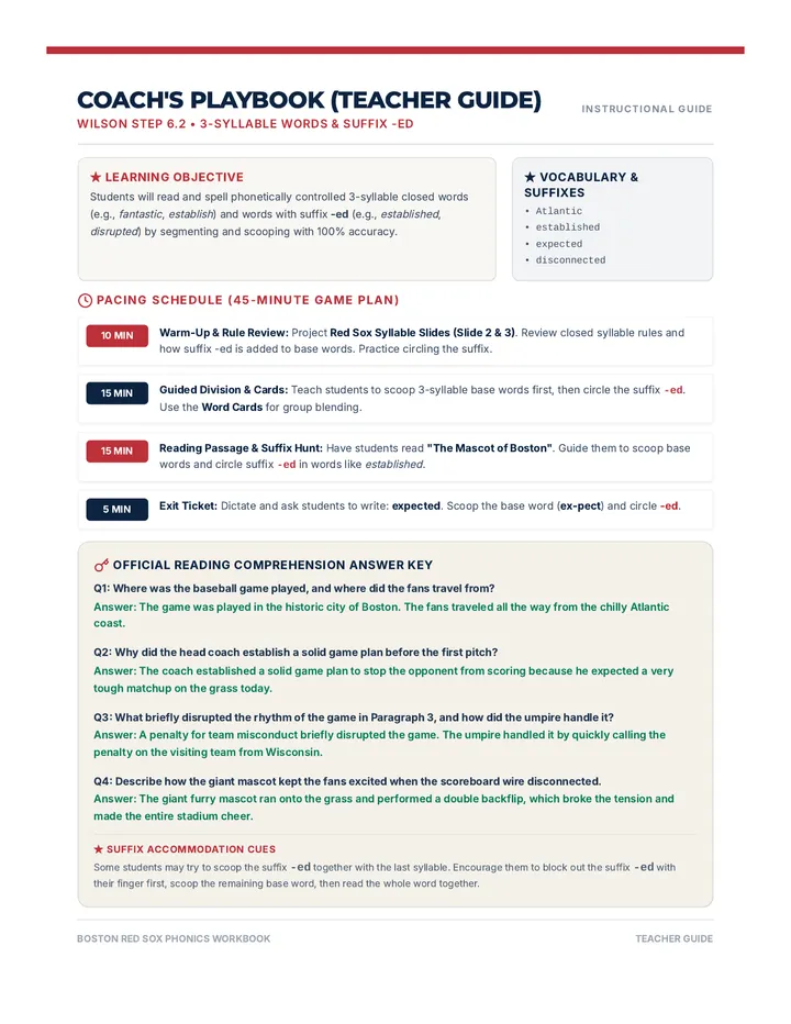 Red Sox Teacher Guide