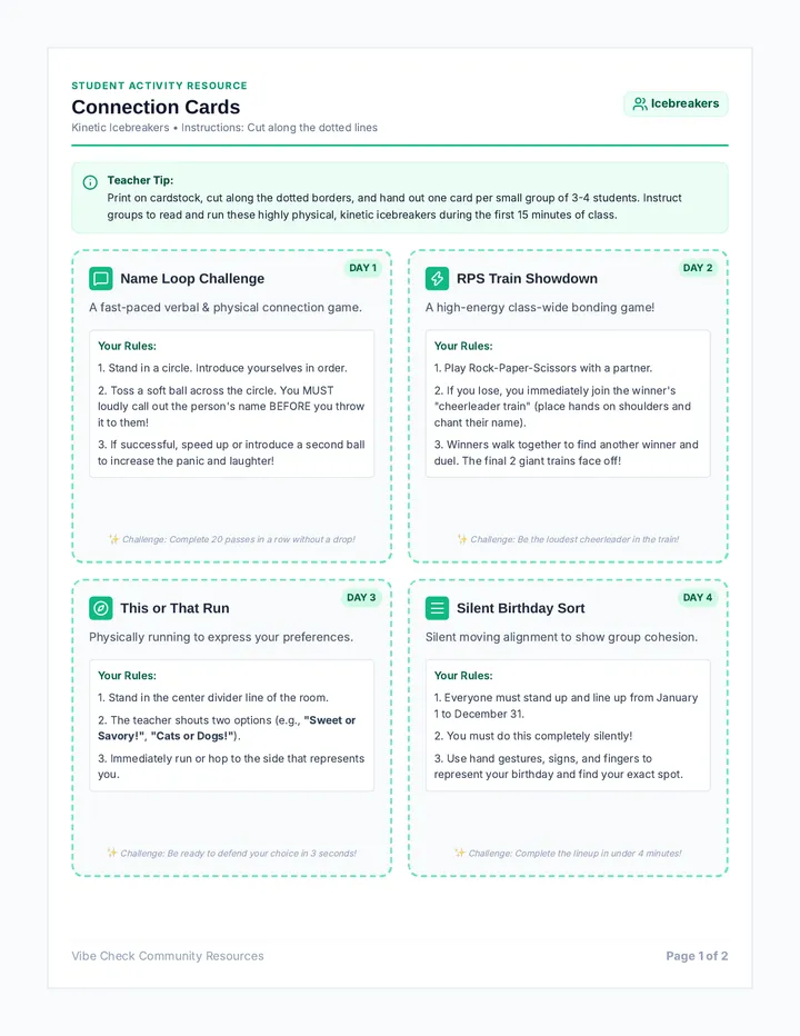 Connection Cards Activity Kit