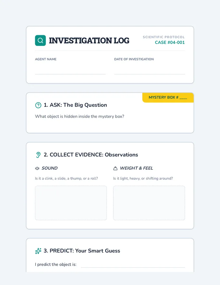 Mystery Box Log Worksheet